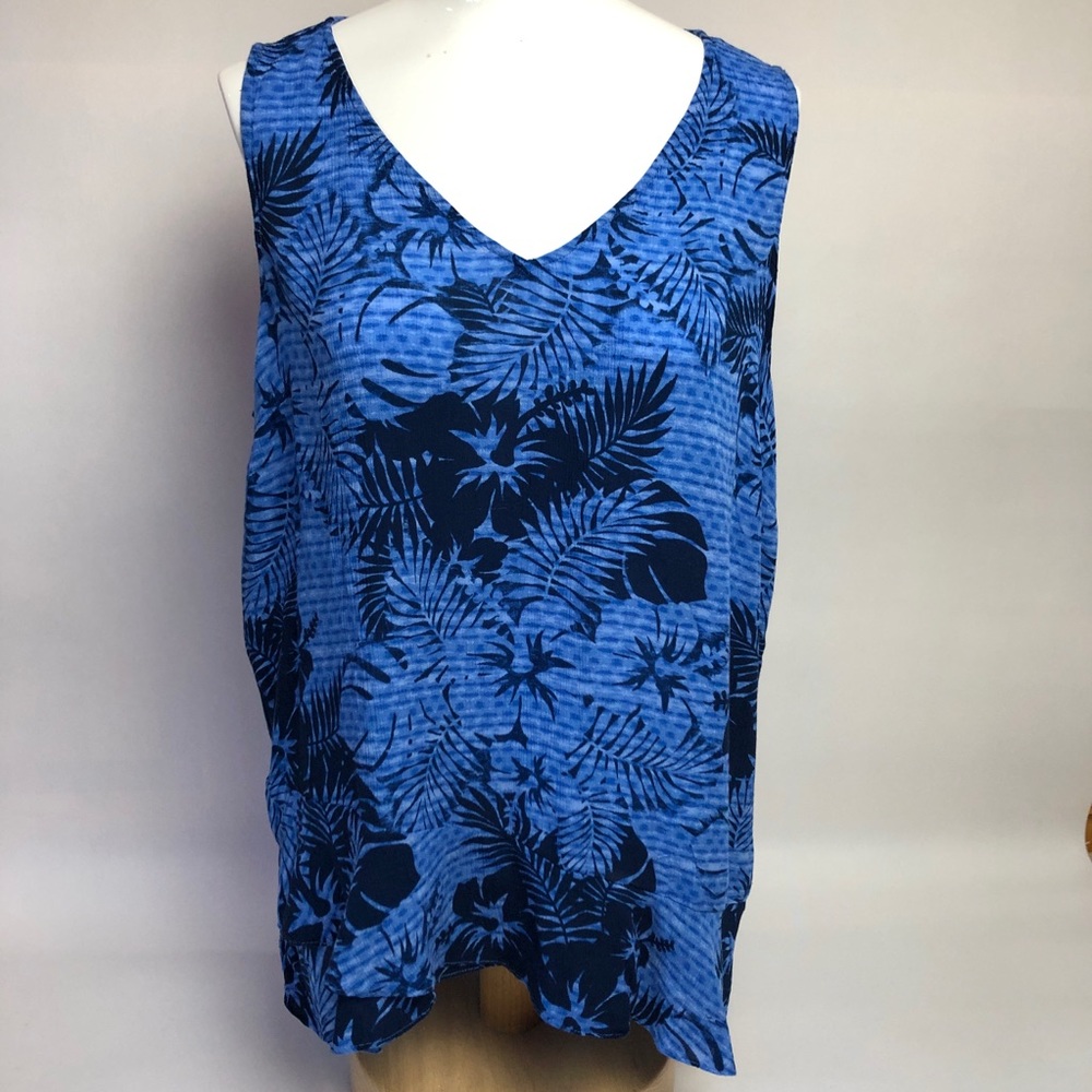Blue and navy blue sheer dress tank top